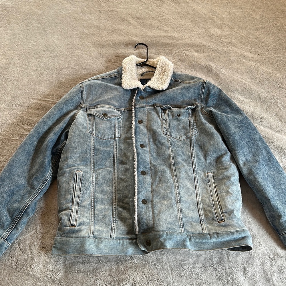 Mens Sherpa Denim Jacket Size Large